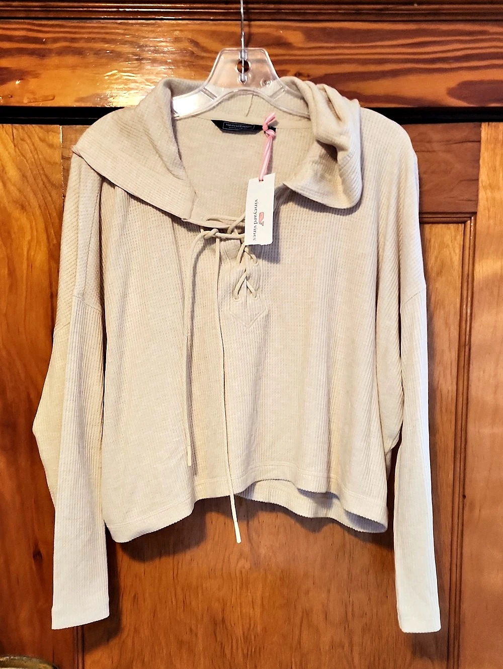 vineyard vines DC Waffle Hoodie in Oatmeal Heather Size Small NWT